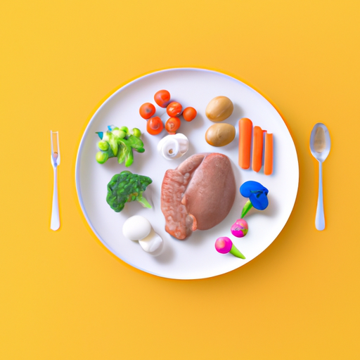 צלחת צבעונית של ירקות וחלבונים רזים, המייצגת תזונה מאוזנת של 1200 קלוריות.