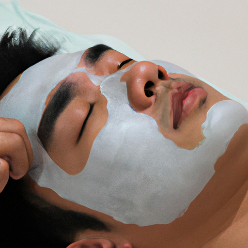 גבר המקבל טיפול פנים בספא, המדגיש את החשיבות של טיפוח העור לגברים.