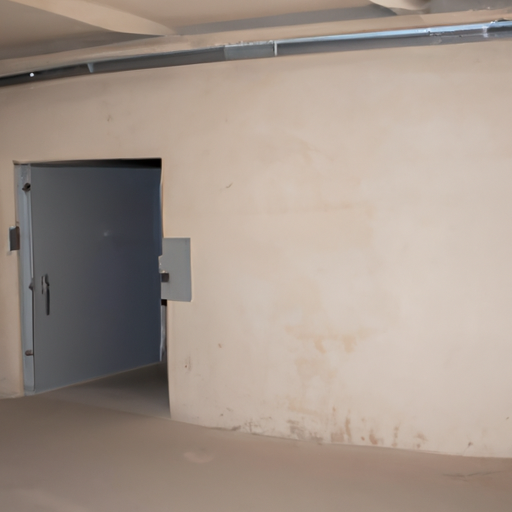 תמונה של חדר מיגון ישראלי המציג את קירותיו המחוזקים העבים ודלת הפלדה