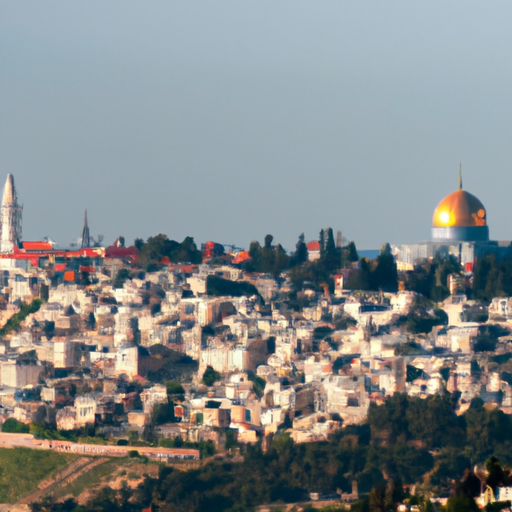 1. נוף פנורמי של העיר ירושלים על ציוני הדרך ההיסטוריים שלה.