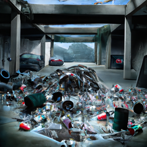 תמונה המציגה חניון מבולגן מלא פסולת